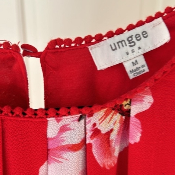 Floral Red Pink Swing Dress Size Medium - Picture 5 of 9